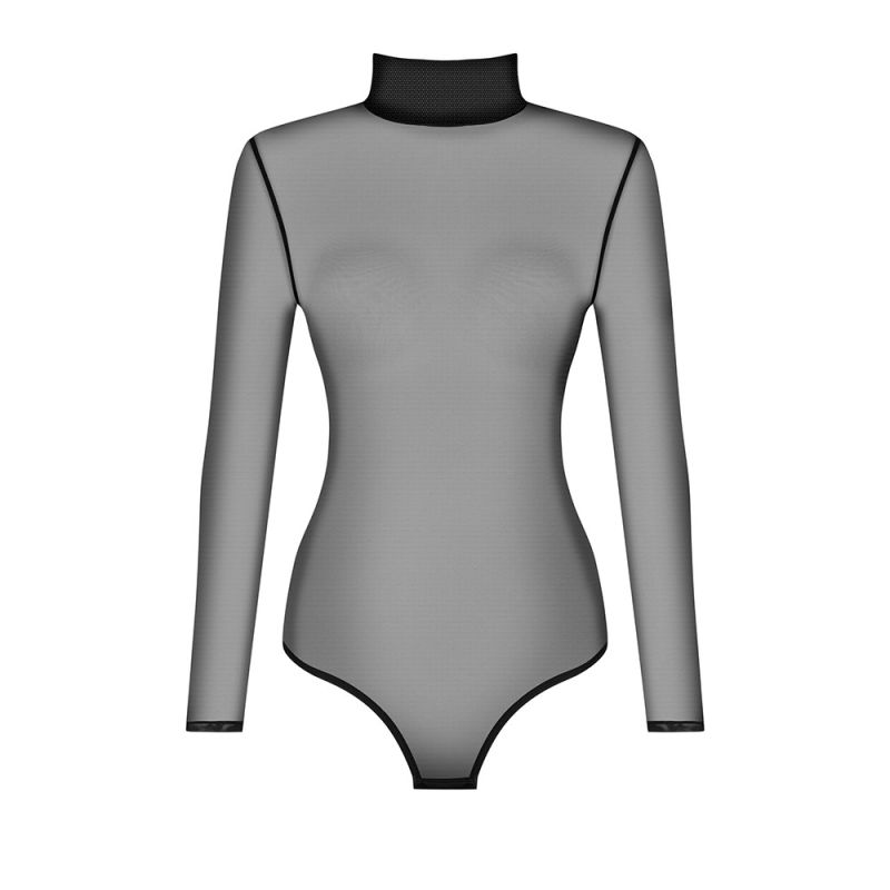 Боді Obsessive B136 із напівпрозорої тканини, чорний, XS/S вид 6