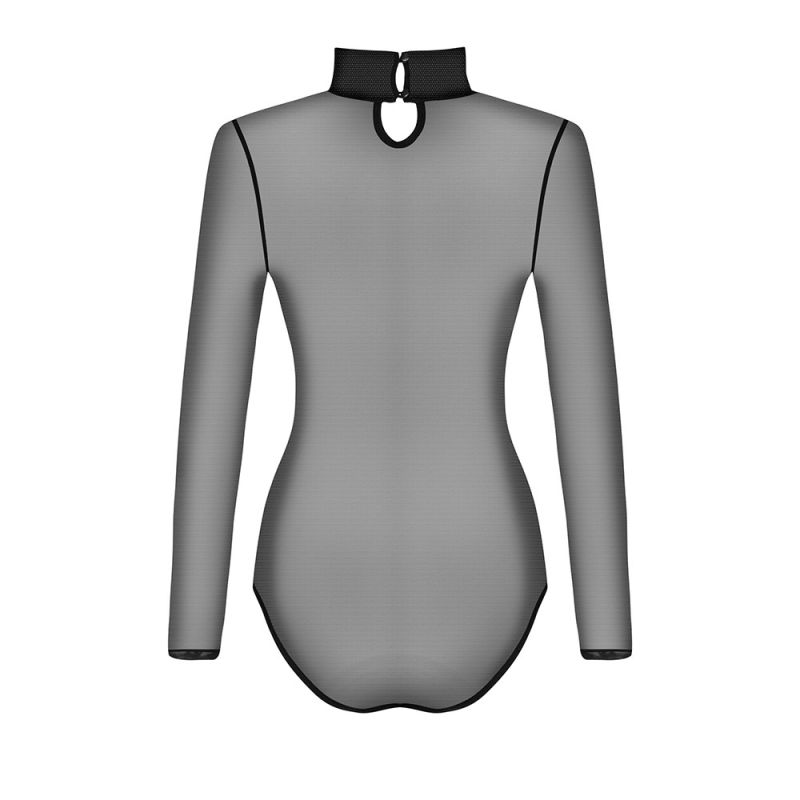 Боді Obsessive B136 із напівпрозорої тканини, чорний, XS/S вид 7