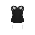 Корсет з мереживними чашками Obsessive Editya та пажами для панчох, чорний, XS/S вид 4