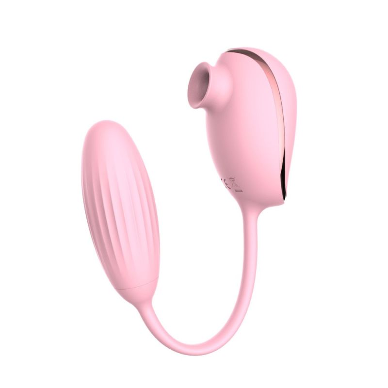 Вакуумный стимулятор клитора с виброяйцом High End Suction Love Egg PINK вид 2