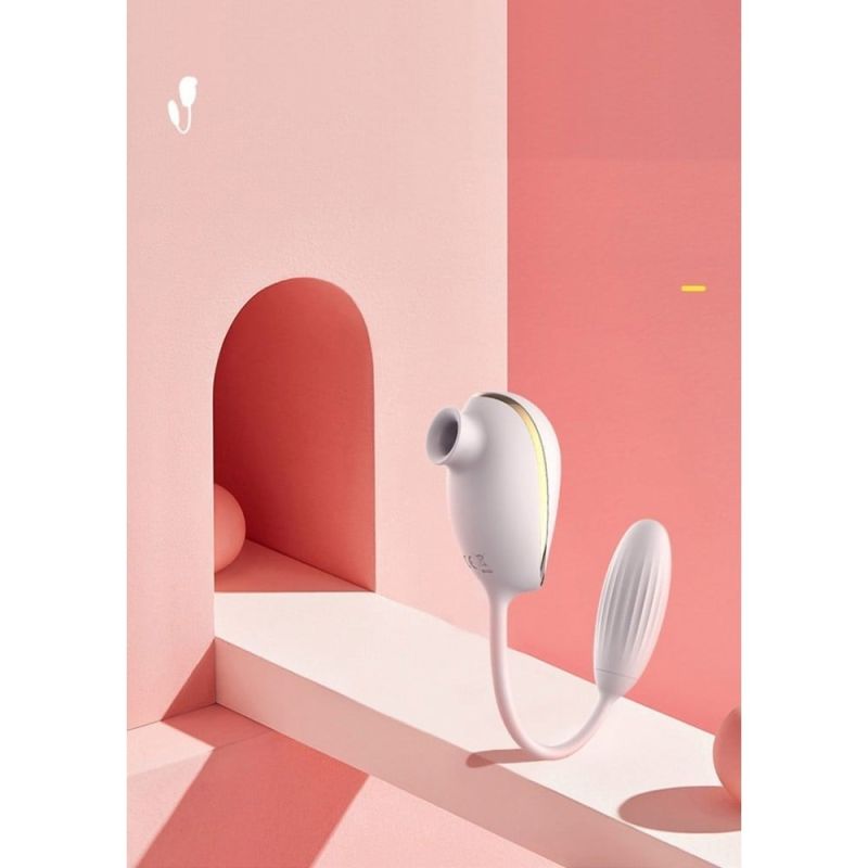 Вакуумний стимулятор клітора з віброяйцем High End Suction Love Egg PINK вид 3