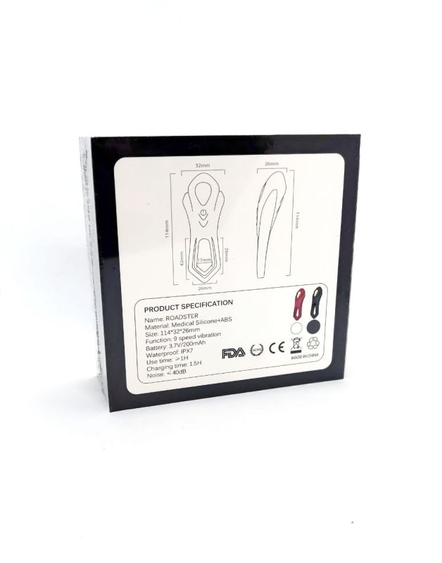 Кільце ерекційне з вібрацією Boss Series Roadster wine Black вид 7