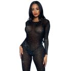 Комбінезон сексуальний Leg Avenue Sheer Rhinestone, XS, зі стразами, чорний вид 5