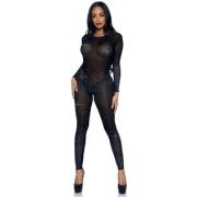 Комбінезон сексуальний Leg Avenue Sheer Rhinestone, S, зі стразами, чорний