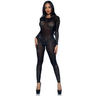 Комбінезон сексуальний Leg Avenue Sheer Rhinestone, S, зі стразами, чорний вид 2