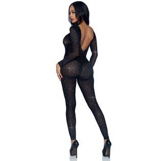 Комбинезон сексуальный Leg Avenue Sheer Rhinestone, S, со стразами, черный вид 3