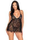 Кружевной пеньюар и стринги Leg Avenue, черный, S вид 2