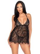 Кружевной пеньюар и стринги Leg Avenue, черный, S
