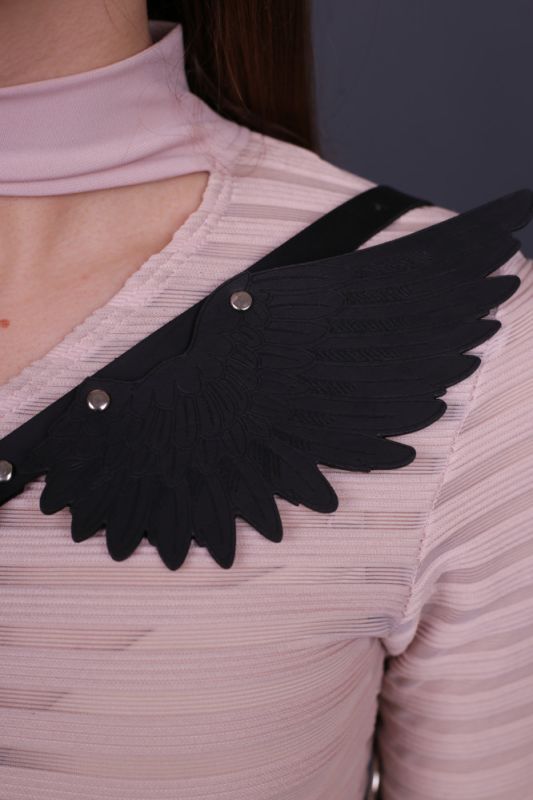 Портупея с крыльями "модель black Angel 3", экокожа, ручная работа, красный вид 6