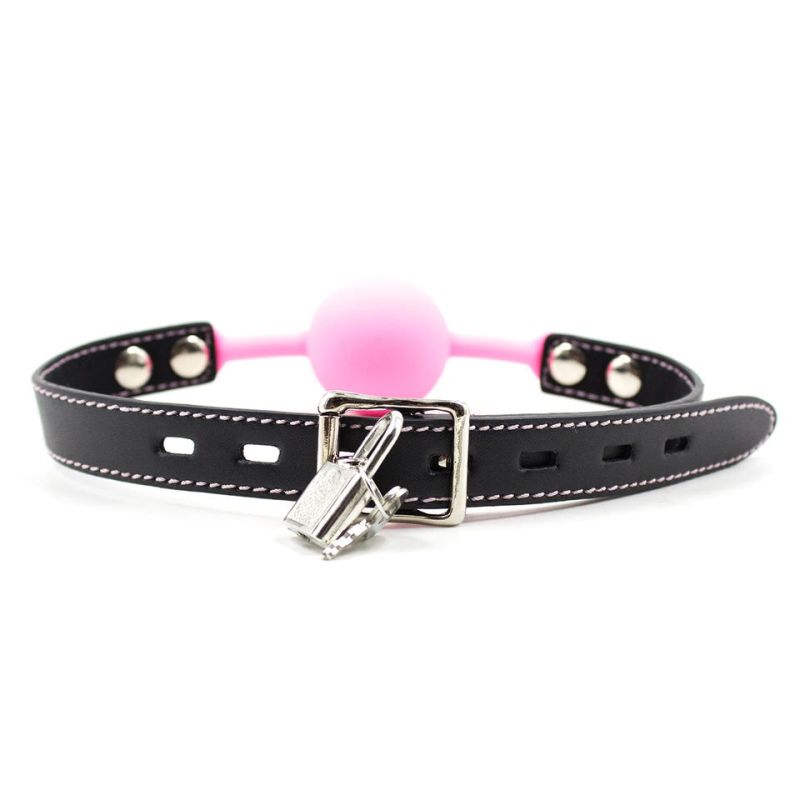 Кляп силиконовый с замком, розовый вид 4