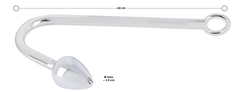 Крюк анальный металлический You2Toys Bondage Hook с кольцом для бондажа, серебристый вид 6