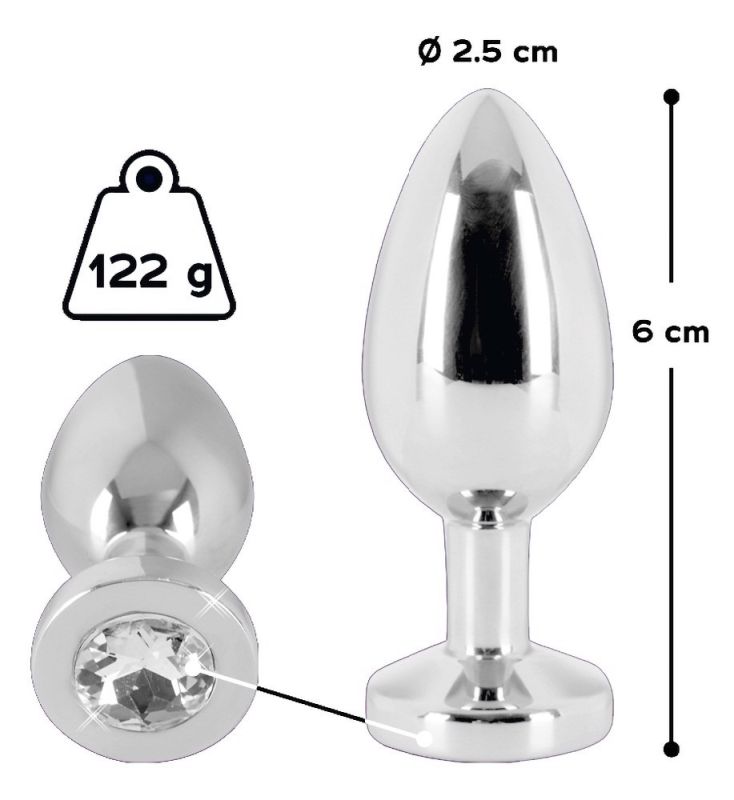 Анальная пробка с камнем You2Toys Jewel Buttplug, серебристая, Small вид 5