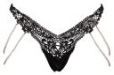 Стринги Cottelli Collection с жемчужными цепочками по бокам, черные, S/M
