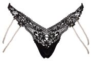 Стринги Cottelli Collection с жемчужными цепочками по бокам, черные, S/M
