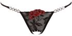 Стринги сексуальные Cottelli Collection String Rose с вышивкой и имитацией шнуровки, черные, M/L вид 5