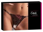 Стринги сексуальные Cottelli Collection String Rose с вышивкой и имитацией шнуровки, черные, M/L вид 7