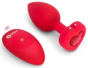 Анальная пробка с вибрацией и пультом управления B-Vibe Vibrating Heart Plug M/L Red