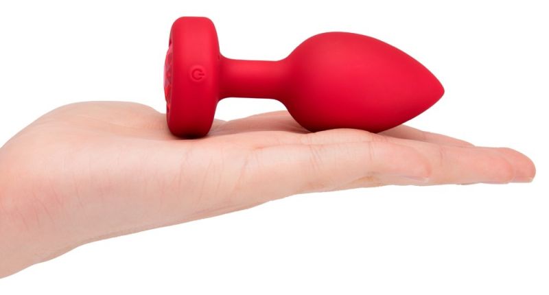 Анальная пробка с вибрацией и пультом управления B-Vibe Vibrating Heart Plug M/L Red вид 4