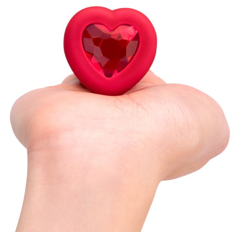 Анальная пробка с вибрацией и пультом управления B-Vibe Vibrating Heart Plug M/L Red вид 5