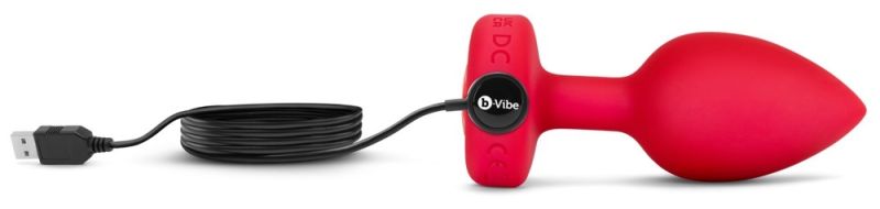 Анальная пробка с вибрацией и пультом управления B-Vibe Vibrating Heart Plug M/L Red вид 6