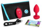 Анальна пробка з вібрацією та пультом керування B-Vibe Vibrating Heart Plug червона, M/L вид 7