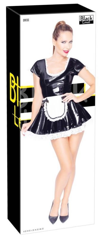 Костюм сексі покоївки Black Level Vinyl Maid's Dress, S, чорне вид 8