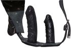 Страпон ZADO Fetish из кожи с тремя фаллоимитаторами, черный, размер S/M вид 6