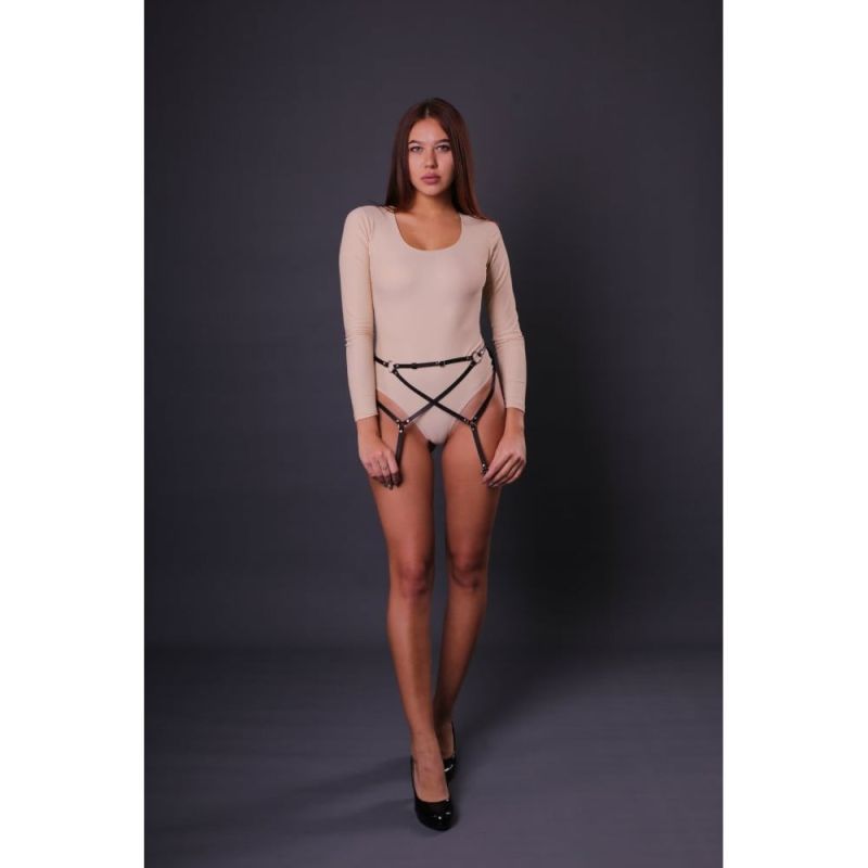 Пояс для чулок S4 Candy Hero, экокожа, черный, OS вид 5