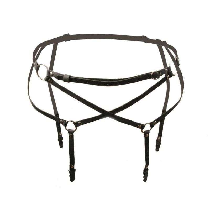 Пояс для чулок S4 Candy Hero, экокожа, черный, OS вид 6