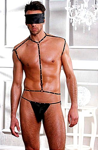 Эротический костюм Sunspice Нижнего (сабмиссив) из 3 предметов, черный вид 2