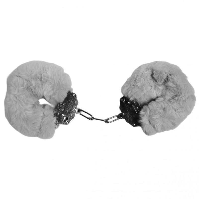 Наручники DS Fetish Plush handcuffs, метал з хутром, сірі вид 2
