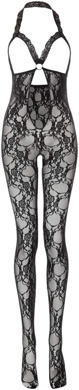 Ажурный бодистокинг с открытой грудью и интимным вырезом Music Legs, черный, One Size вид 4