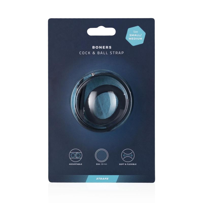 Эрекционное кольцо Boners Cock & Ball Strap с ремешком для мошонки, S/M вид 6