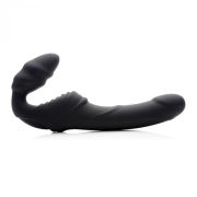 Женский вибрострапон Slim Rider Ribbed Ribbed Vibrating Silicone Strapless Strap On, черный