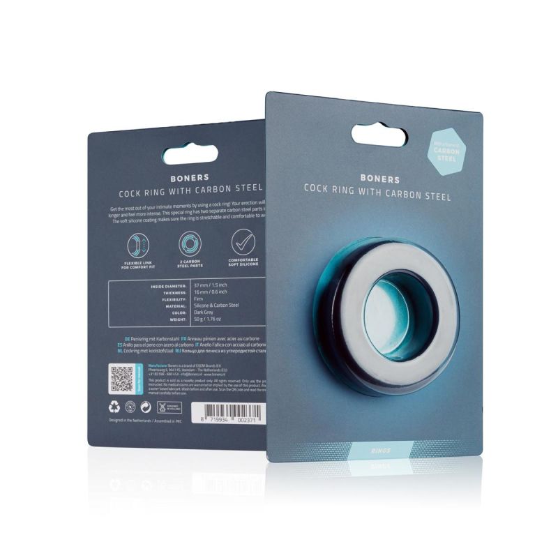 Ерекційне кільце з металевою серцевиною Boners сіре вид 4