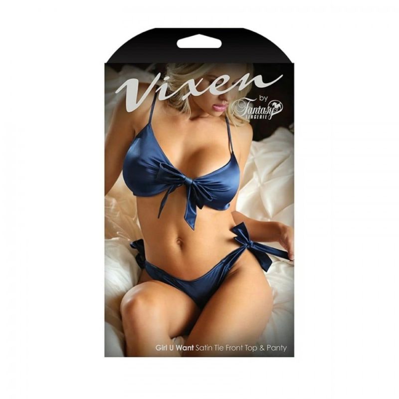 Эротический комплект с бантами One Size синий вид 4