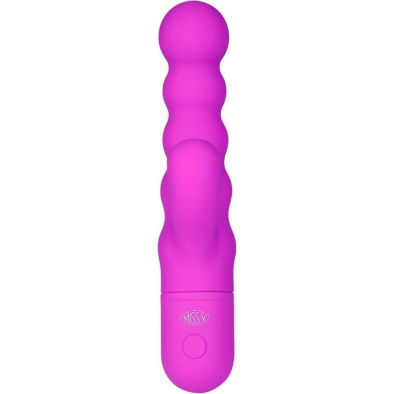 Вибратор-кролик рельефный Double Up Miss V, фиолетовый вид 3