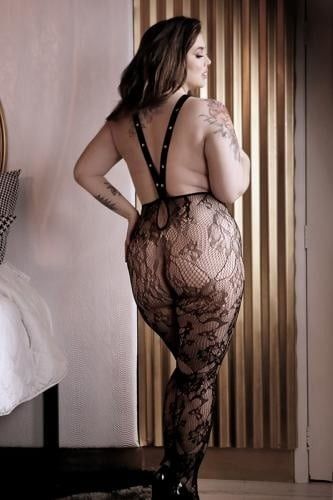 Эротический бодистокинг с открытой грудью Sheer Fantasy Queen Size черный вид 3