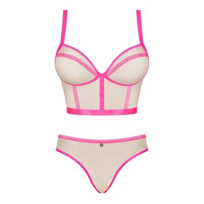 Комплект Obsessive Nudelia top & panties pink S/M
