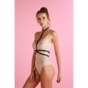 Портупея с ошейником Candy Hero H2, натуральная кожа, черная