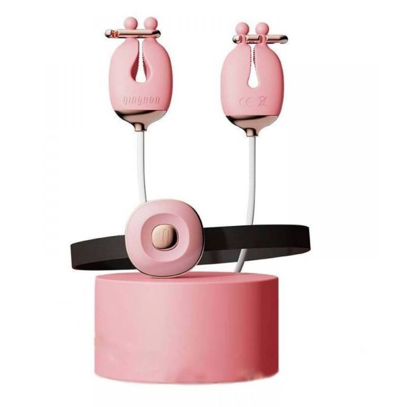 Набір затискачі для сосків з вібрацією та нашийник Qingnan No.2, рожевий вид 2