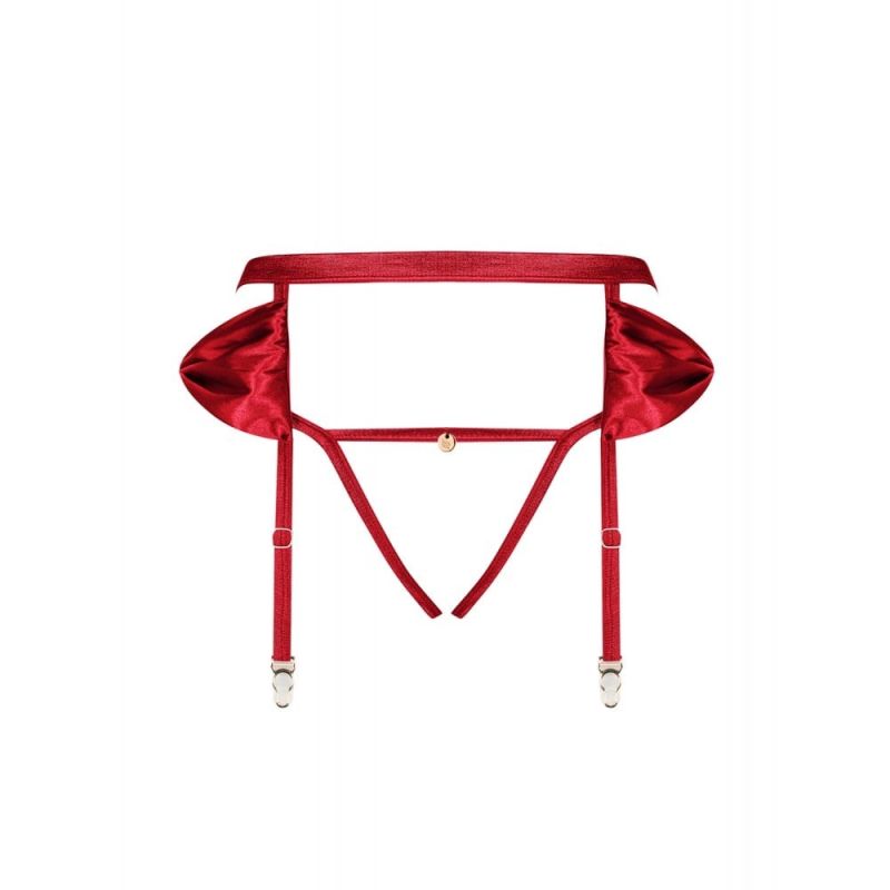 Пояс для панчіх + стрінги S/M Rubines Obsessive червоний вид 9