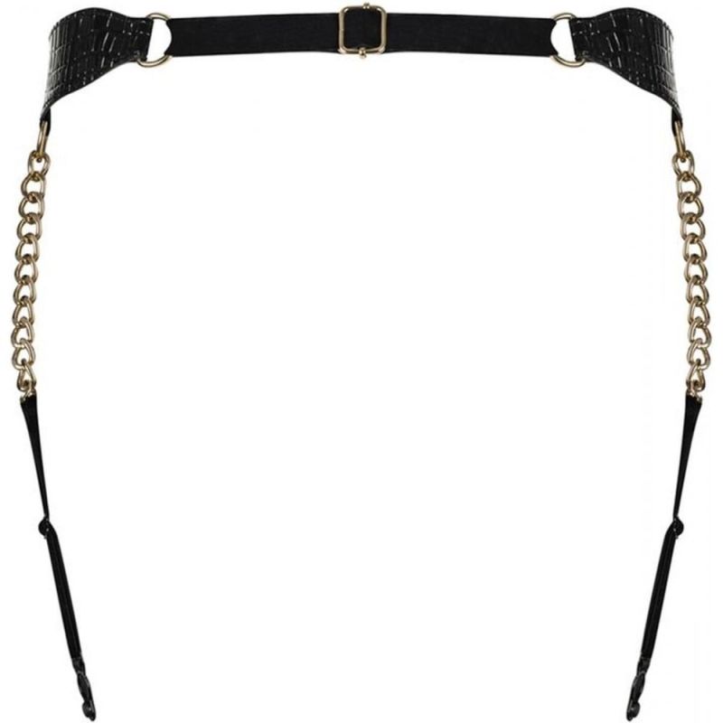 Пояс для панчіх з ланцюгами Obsessive A767 XL/XXL Пояс для панчіх із ланцюгами золотистого кольору Obsessive A767 чорний, XL/XXL вид 3