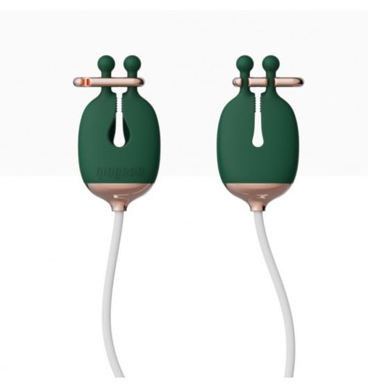 Затискачі для сосків з вібрацією Qingnan No.2 Vibrating Nipple Clamps Green вид 2