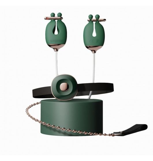 Затискачі для сосків з вібрацією Qingnan No.2 Vibrating Nipple Clamps Green вид 6