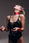 Нашийник з наручниками Candy Hero "Fet 23" (екошкіра) RED вид 4