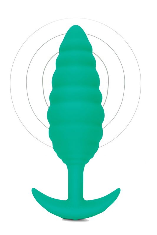 Анальна пробка з вібрацією, рельєфна B-VIBE-TEXTURE PLUG TWIST, зелена вид 2