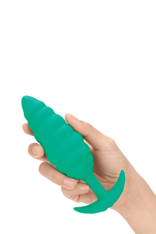 Анальна пробка з вібрацією, рельєфна B-VIBE-TEXTURE PLUG TWIST, зелена вид 7
