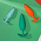 Анальна пробка з вібрацією, рельєфна B-VIBE-TEXTURE PLUG TWIST, зелена вид 11