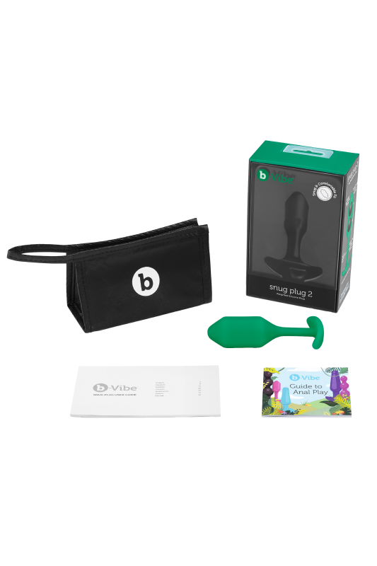 Анальная пробка со смещенным центром тяжести B-Vibe Snug Plug 2, силиконовая, зеленая вид 3